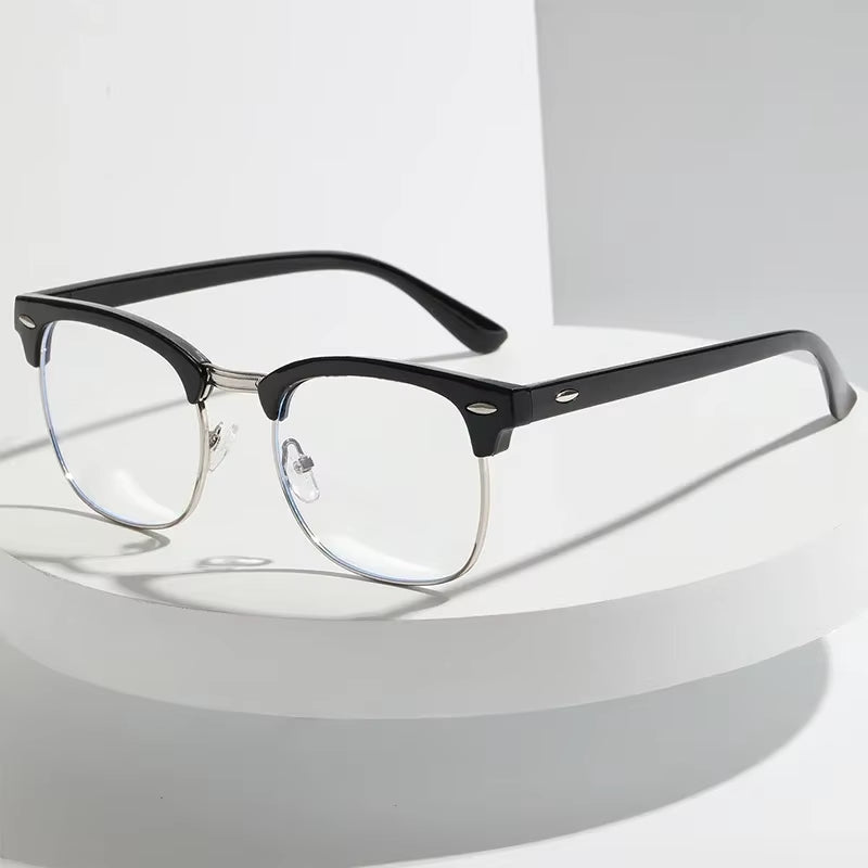 Men Retro Anti-Blue Light Glasses Classic Vintage Half Frames anti Blue Light Blocking Computer Eyeglasses for Women Accessory